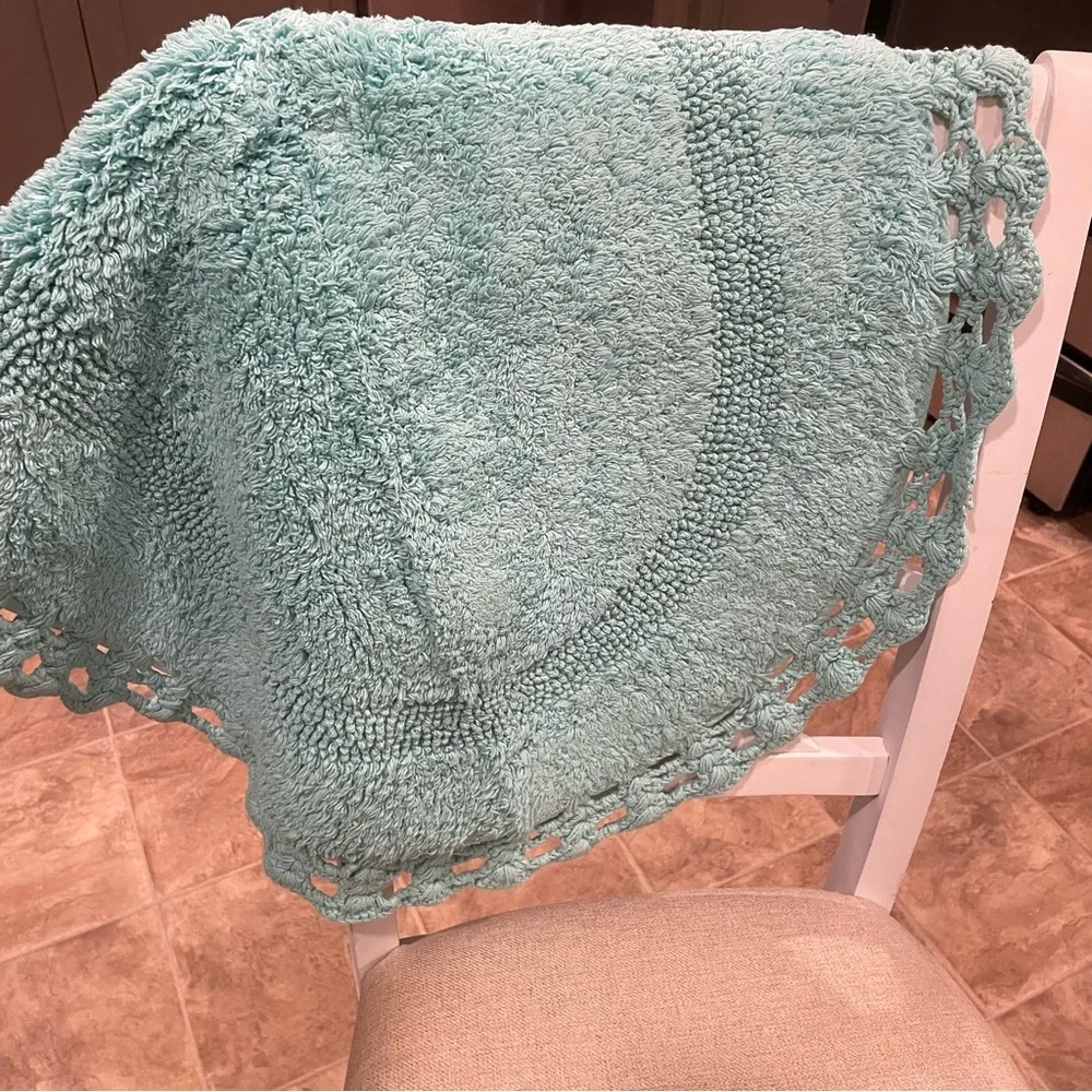 Aqua blue crochet bath mat